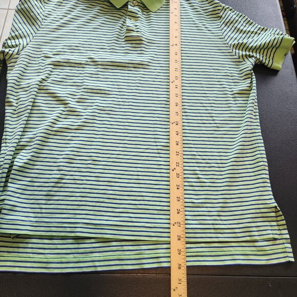 Polo Ralph Lauren Polo Shirt Green Blue Striped Short Sleeve Pony XL‎ Golf EUC - Picture 9 of 9